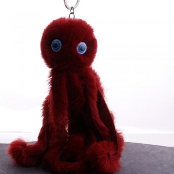New Mini Kawaii Plush cool octopus Fur keychain Soft Toys Cute Fashion Kids Dolls pompom fluffy Charm Baby For Girls Women gift