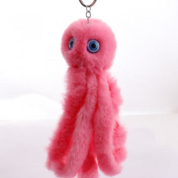 New Mini Kawaii Plush cool octopus Fur keychain Soft Toys Cute Fashion Kids Dolls pompom fluffy Charm Baby For Girls Women gift