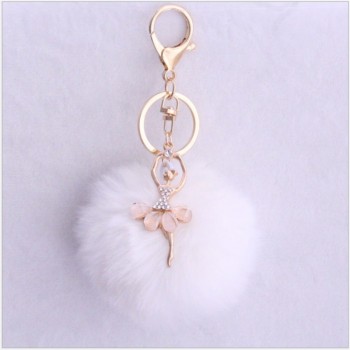 cute Pom pom Angel Girl plush keychains small pendant plush toys Women Bag Key Ring creative Valentines day birthday gifts