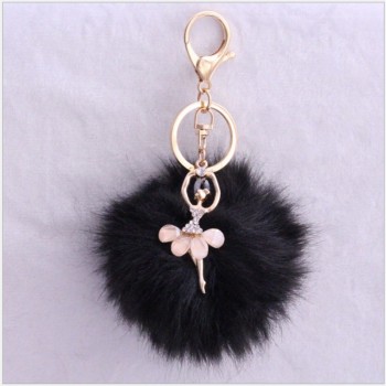 cute Pom pom Angel Girl plush keychains small pendant plush toys Women Bag Key Ring creative Valentines day birthday gifts