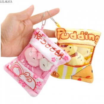 Cartoon Plush Keychain Soft Stuffed Creative Bag Xmas Pendants Childrens Lovely Kawaii Pudding Dog Rabbits Animals Keychains