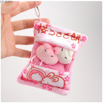 Cartoon Plush Keychain Soft Stuffed Creative Bag Xmas Pendants Childrens Lovely Kawaii Pudding Dog Rabbits Animals Keychains