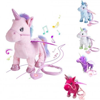 VIP Link Walking Unicorn Plush Toy Stuffed Animal Soft Toy Electronic Music Toy For Children Christmas Gifts