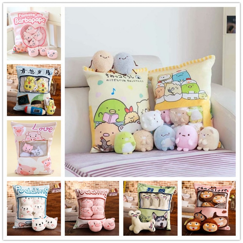 Cute Pig Pony Strawberry Chick Tomato Kitten Plush Toy Corner Bio Real Life Creative Snack Pillow Christmas Birthday Gift QB128