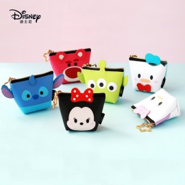 Disney Minnie Mouse portable cosmetic make up bag multi-purpose storage tsum coin cartoon purse handbag Stitch Makeup PU leather