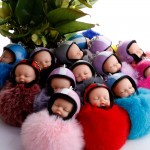 New Plush Sleeping Baby Doll Kawaii keychain Soft Touch BTS bt21 Cute Kids Key Holder Dolls fluffy Charm Baby Girls Women gift