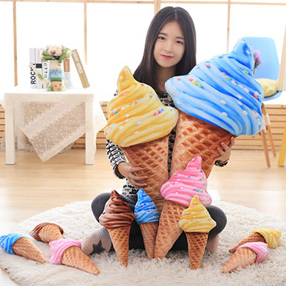 Ice Cream Pillow Waist Pillow Ice Cream Cushion Sweet Funny 30cm 4 Patterns Gifts Beds Soft Doll Sofa 3D