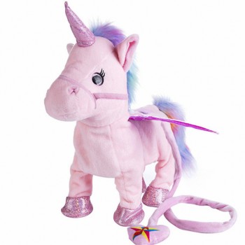 2018 Hot Sale 25/35cm Funny Unicorn Walkingamp; Talking Stuffed Animal Horse Toy Sound Record Plush Unicorn Creative Gift for kids