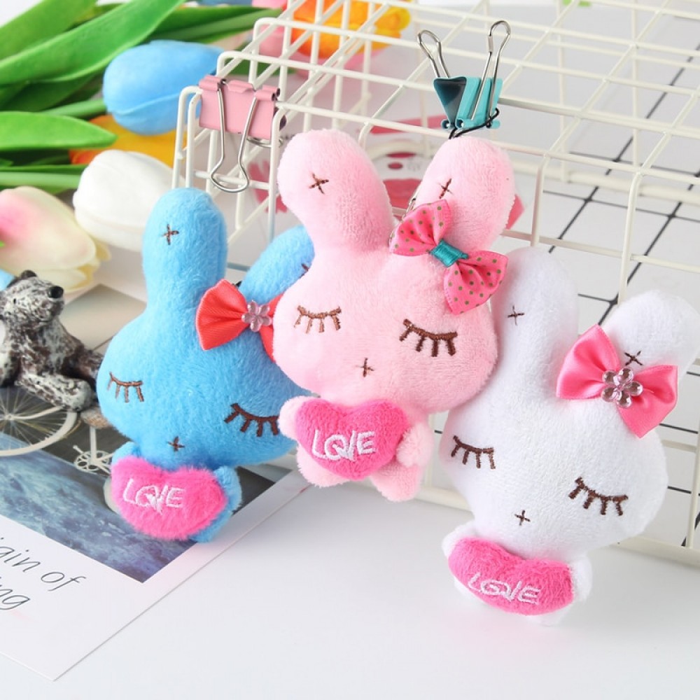 10cm Lovely Mini Rabbit Plush Keychain Bag Mobile Phone Accessories Kawaii Rabbit Plush Toys Doll Soft PP Cotton for Girls Gift