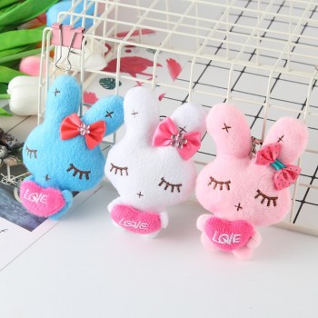 10cm Lovely Mini Rabbit Plush Keychain Bag Mobile Phone Accessories Kawaii Rabbit Plush Toys Doll Soft PP Cotton for Girls Gift