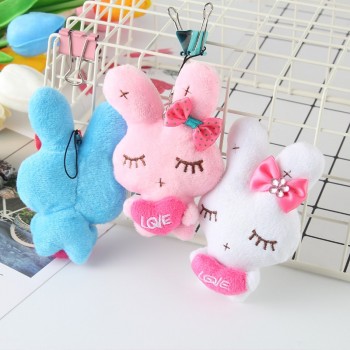 10cm Lovely Mini Rabbit Plush Keychain Bag Mobile Phone Accessories Kawaii Rabbit Plush Toys Doll Soft PP Cotton for Girls Gift