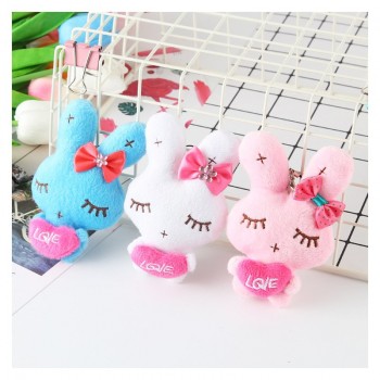 10cm Lovely Mini Rabbit Plush Keychain Bag Mobile Phone Accessories Kawaii Rabbit Plush Toys Doll Soft PP Cotton for Girls Gift