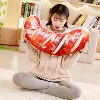 Baked BBQ Simulated Plush Toy Stuffed Garden Barbecue Decor Food Plush Pillow Kids Sausage/Squid/Saury/Yellow Croaker/Bone Toy