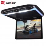 Cemicen 17.3 Inch Car Roof Mount Monitor Flip Down TFT LCD Player Support 1080P USB FM HDMI SD Touch Button Ceiling MP5 Player