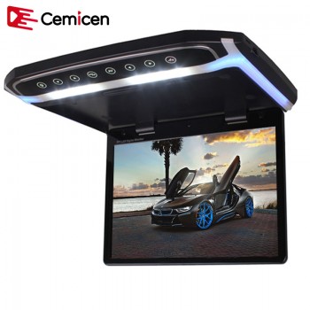 Cemicen 17.3 Inch Car Roof Mount Monitor Flip Down TFT LCD Player Support 1080P USB FM HDMI SD Touch Button Ceiling MP5 Player