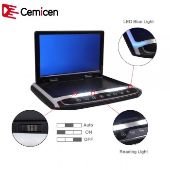 Cemicen 17.3 Inch Car Roof Mount Monitor Flip Down TFT LCD Player Support 1080P USB FM HDMI SD Touch Button Ceiling MP5 Player