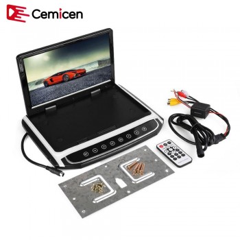 Cemicen 17.3 Inch Car Roof Mount Monitor Flip Down TFT LCD Player Support 1080P USB FM HDMI SD Touch Button Ceiling MP5 Player