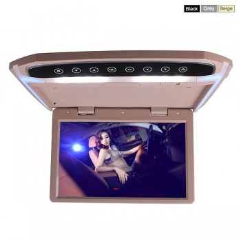 Cemicen 17.3 Inch Car Roof Mount Monitor Flip Down TFT LCD Player Support 1080P USB FM HDMI SD Touch Button Ceiling MP5 Player