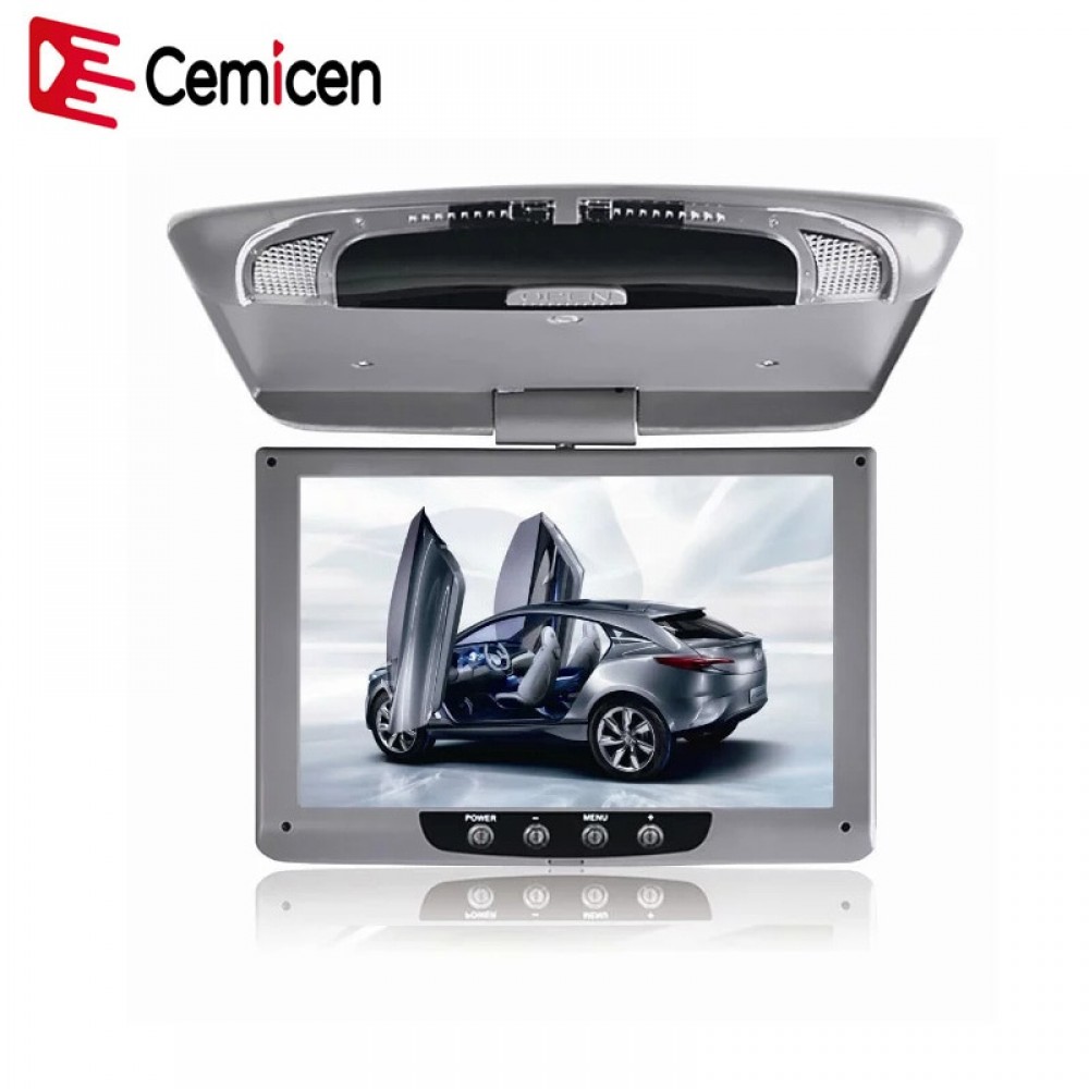 Cemicen 9 Inch 800*480 Car Roof Mount LCD Color Monitor Flip Down Screen Overhead  Multimedia Video Ceiling Roof mount Display