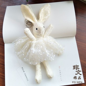 1pcs 6 Colors 25cm Big Ears Rabbit Plush Doll Plush Keychains Kawaii Bunny Keychain for Bag Decoration Mini Rabbit Small Pendant