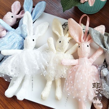 1pcs 6 Colors 25cm Big Ears Rabbit Plush Doll Plush Keychains Kawaii Bunny Keychain for Bag Decoration Mini Rabbit Small Pendant
