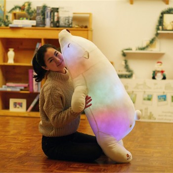 Creative 70cm Luminous Plush Polar Bear Toys Colorful Glowing Animal Toys for Girl Kawaii LED Light Toy Soft Pillow for Baby