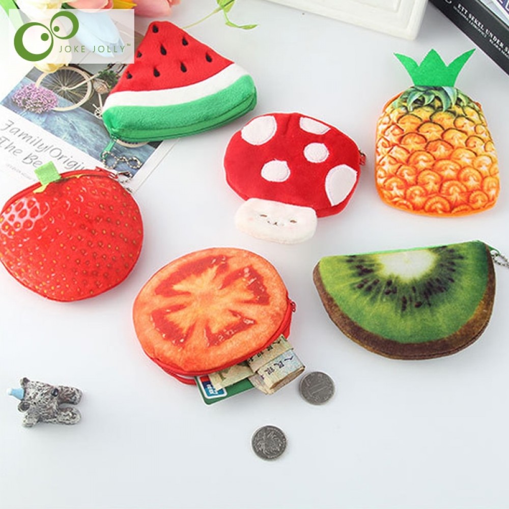 5Pcs/lot Wholesale ALL Summer Fruits Toys Lemon Watermelon Pineapple Strawberry Plush Toy Pocket Purse , keychain plush Toy GYH