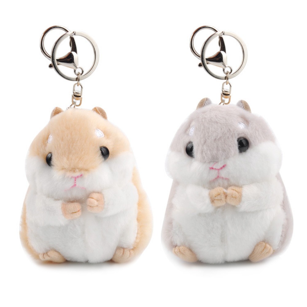 Kawaii Cute Hamster Plush KeyChain Toy Cartoon Animal Small Doll Key Chain Pendant Stuffed Mouse Baby Kids Toy