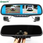 GreenYi Car Rear View Backup Parking Camera Car Monitor Night Vision 800*480 Dual Screen Car Interior Mirror Monitor Video Input