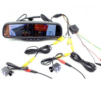 GreenYi Car Rear View Backup Parking Camera Car Monitor Night Vision 800*480 Dual Screen Car Interior Mirror Monitor Video Input