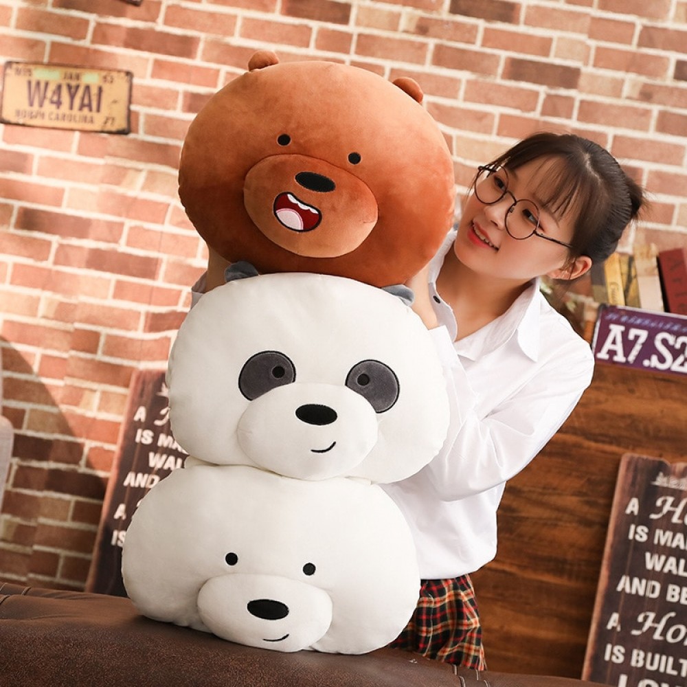35cm*30cm Cartoon We Bare Bears Plush Pillow Stuffed Brown White Bear Panda Hand Warmer Cushion Birthday Gifts Kids Girls Gifts