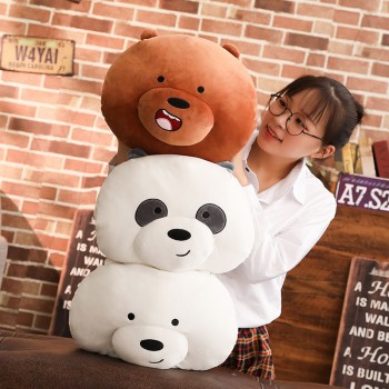 35cm*30cm Cartoon We Bare Bears Plush Pillow Stuffed Brown White Bear Panda Hand Warmer Cushion Birthday Gifts Kids Girls Gifts
