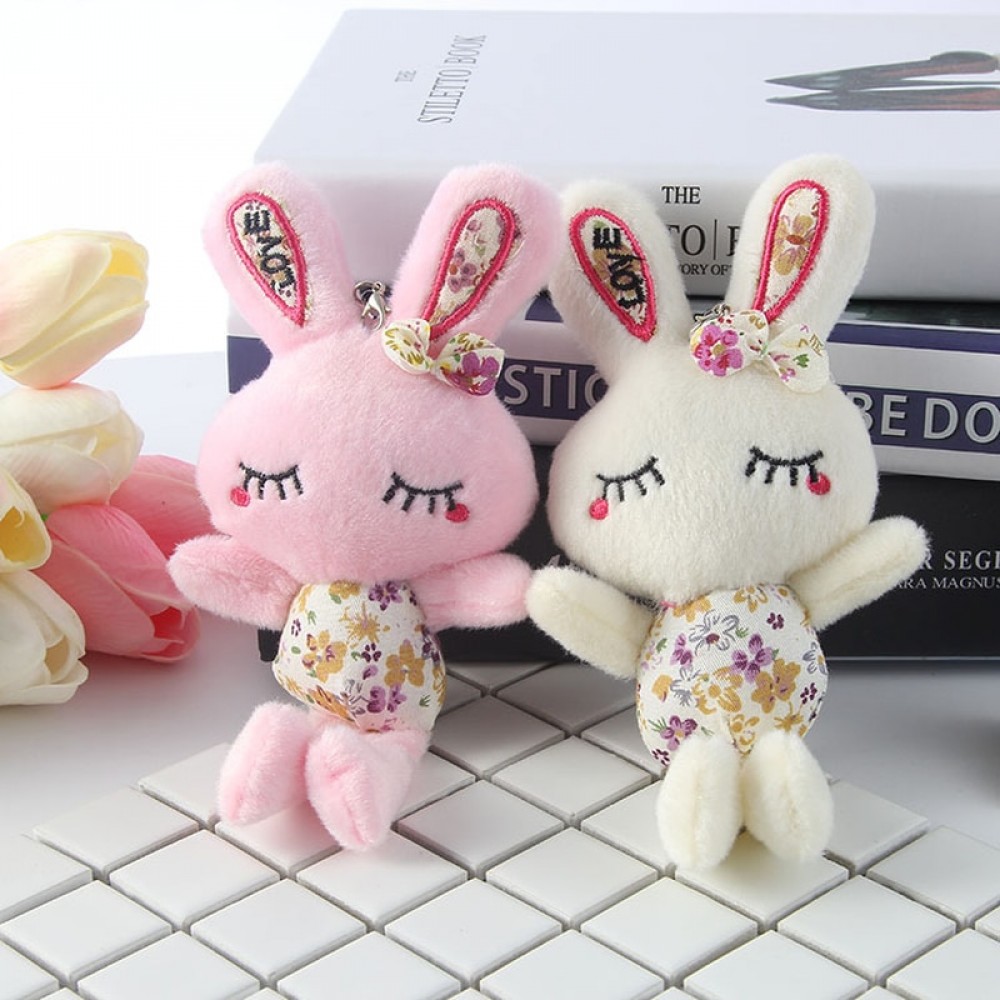 Kawaii Beauty Rabbit Plush Keychains Toy Soft PP Cotton Stuffed Animals Phone Charm Strap Bag Pendant for Kids Girls Gifts