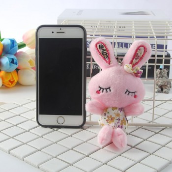 Kawaii Beauty Rabbit Plush Keychains Toy Soft PP Cotton Stuffed Animals Phone Charm Strap Bag Pendant for Kids Girls Gifts