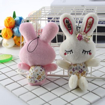 Kawaii Beauty Rabbit Plush Keychains Toy Soft PP Cotton Stuffed Animals Phone Charm Strap Bag Pendant for Kids Girls Gifts