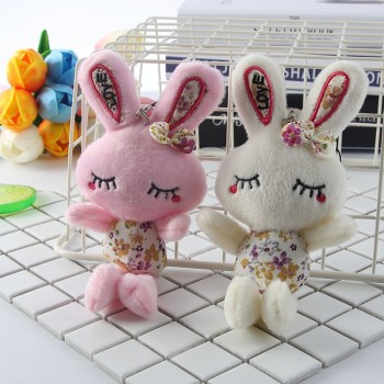 Kawaii Beauty Rabbit Plush Keychains Toy Soft PP Cotton Stuffed Animals Phone Charm Strap Bag Pendant for Kids Girls Gifts
