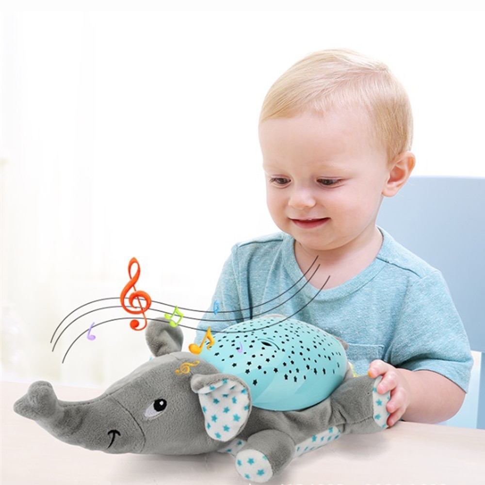 Cute Led Night Light Stars Projector Baby Sleep Appease Sleepy Doll with Colorful Light Luminous Music Animals Birthday Gifts