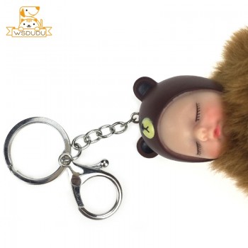 Animal Baby Keychains Sleeping Pompons Elephant Rabbit Bear Puppy Bunny Panda Bee Plush Stuffed Toys Bag Ball Pendant Cute Dolls