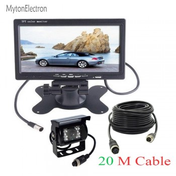 4 Pin CCD Bus Vans Trucks Rear View Reverse Camera 12/24V Parking Camera + Remote Control 7 Color TFT Monitor 800*480 screen