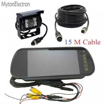 4 Pin CCD Bus Vans Trucks Rear View Reverse Camera 12/24V Parking Camera + Remote Control 7 Color TFT Monitor 800*480 screen
