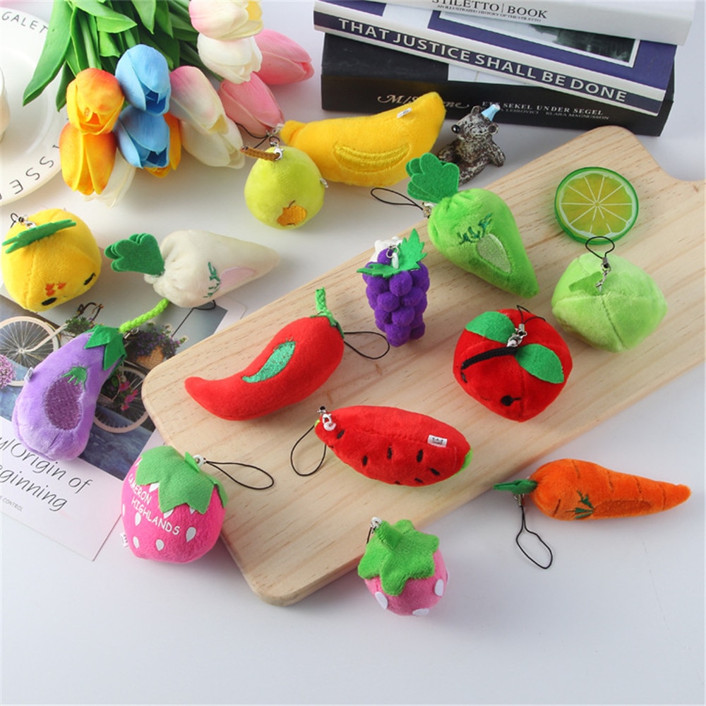 1Pc Lovely fruit amp; vegetables Plush Dolls Pendant Cute Fruit Plush Keychains Stuffed Doll Key Chain Toys Christmas Gifts