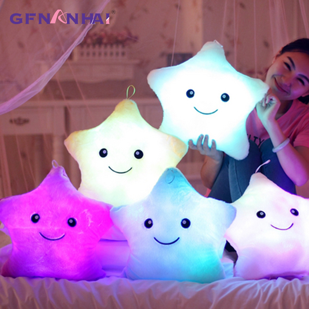 Kawaii Star Pillow Plush Toys Cute Luminous stuffed Toy Led Light Pillow Glow in Dark Plush Pillow Doll Toys for Children Kids