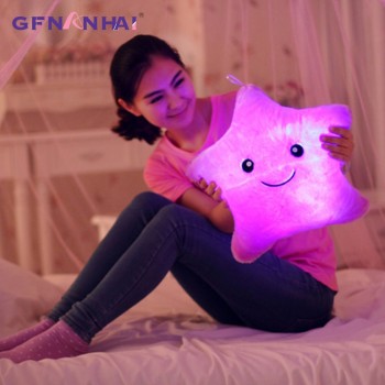 Kawaii Star Pillow Plush Toys Cute Luminous stuffed Toy Led Light Pillow Glow in Dark Plush Pillow Doll Toys for Children Kids