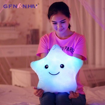 Kawaii Star Pillow Plush Toys Cute Luminous stuffed Toy Led Light Pillow Glow in Dark Plush Pillow Doll Toys for Children Kids
