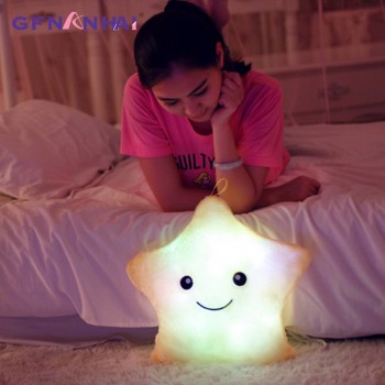 Kawaii Star Pillow Plush Toys Cute Luminous stuffed Toy Led Light Pillow Glow in Dark Plush Pillow Doll Toys for Children Kids