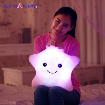 Kawaii Star Pillow Plush Toys Cute Luminous stuffed Toy Led Light Pillow Glow in Dark Plush Pillow Doll Toys for Children Kids
