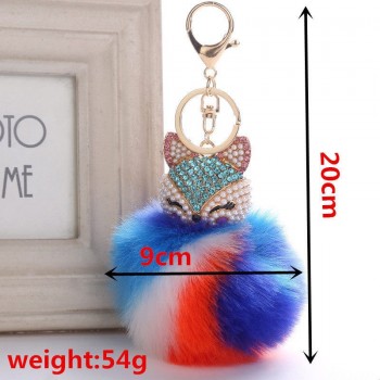 Belbello 2019 Fashion Lovely Hair Ball Keyboard Fox head water drill Pendant Bag car Fur Hangers Holiday gift Toy Plush Pendant