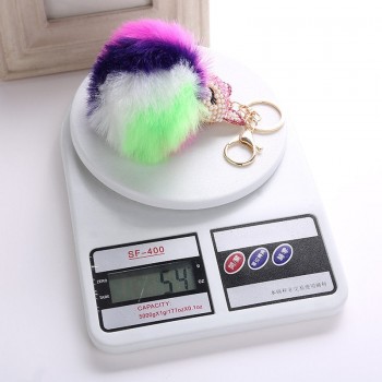 Belbello 2019 Fashion Lovely Hair Ball Keyboard Fox head water drill Pendant Bag car Fur Hangers Holiday gift Toy Plush Pendant