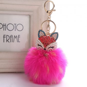 Belbello 2019 Fashion Lovely Hair Ball Keyboard Fox head water drill Pendant Bag car Fur Hangers Holiday gift Toy Plush Pendant