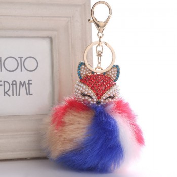 Belbello 2019 Fashion Lovely Hair Ball Keyboard Fox head water drill Pendant Bag car Fur Hangers Holiday gift Toy Plush Pendant